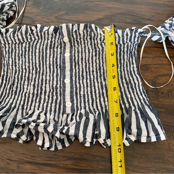 Lulus | Like You A Yacht Blue and White Striped Off-the-Shoulder Top XS - Picture 6 of 11